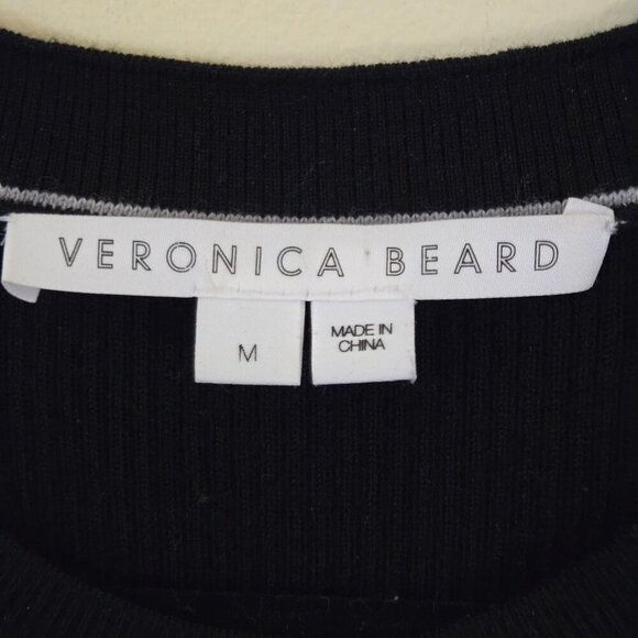 Veronica Beard Kinnie Ribbed Pullover Merino Wool Black Designer Sweater Size M - Picture 9 of 10